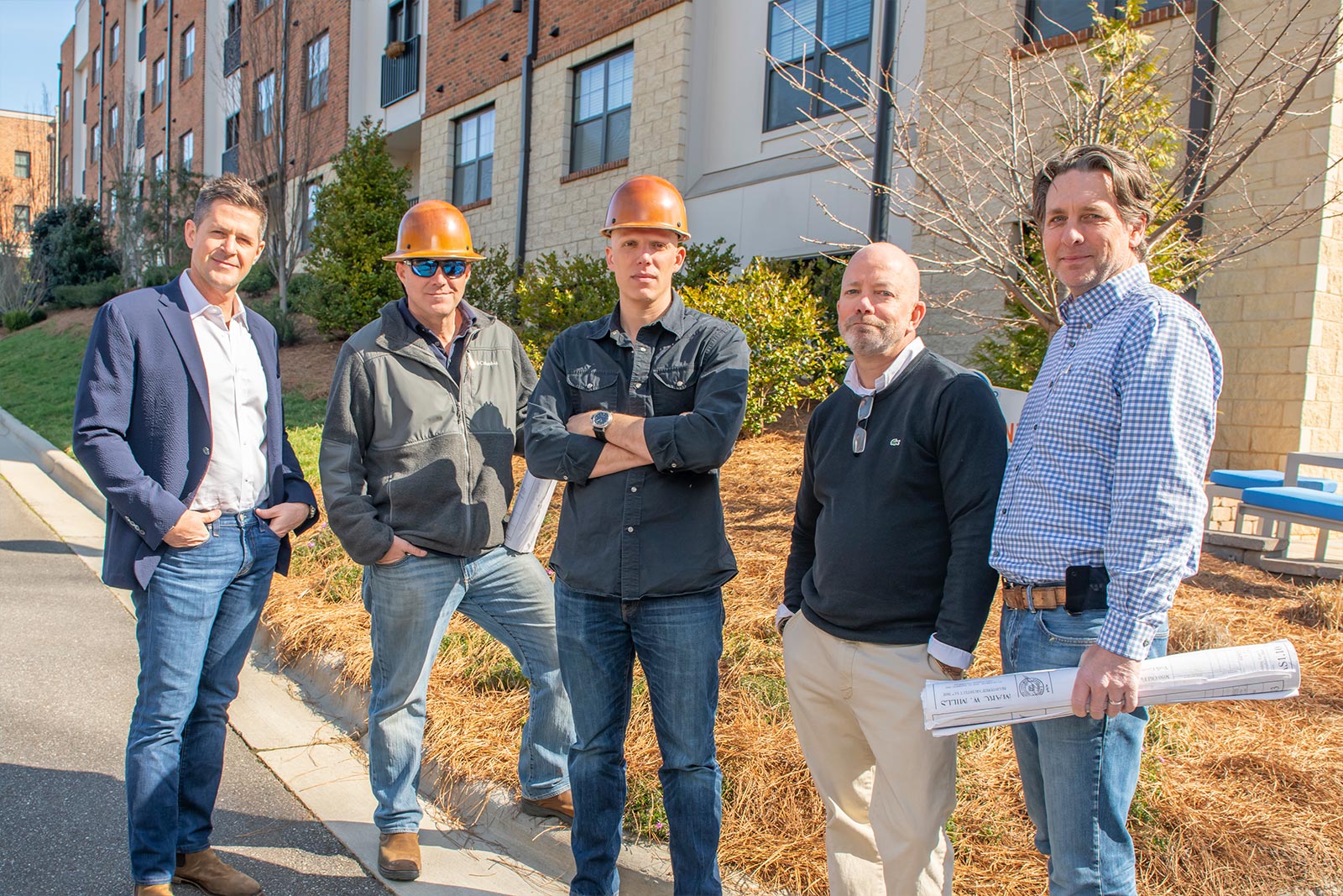 evolve construction team in hard hats