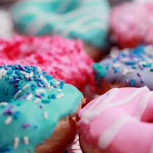pink blue purple donuts with sprinkles valentines day gift ideas