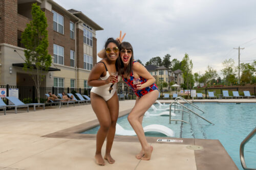 girl friends drinking summer recipe margaritas by pool