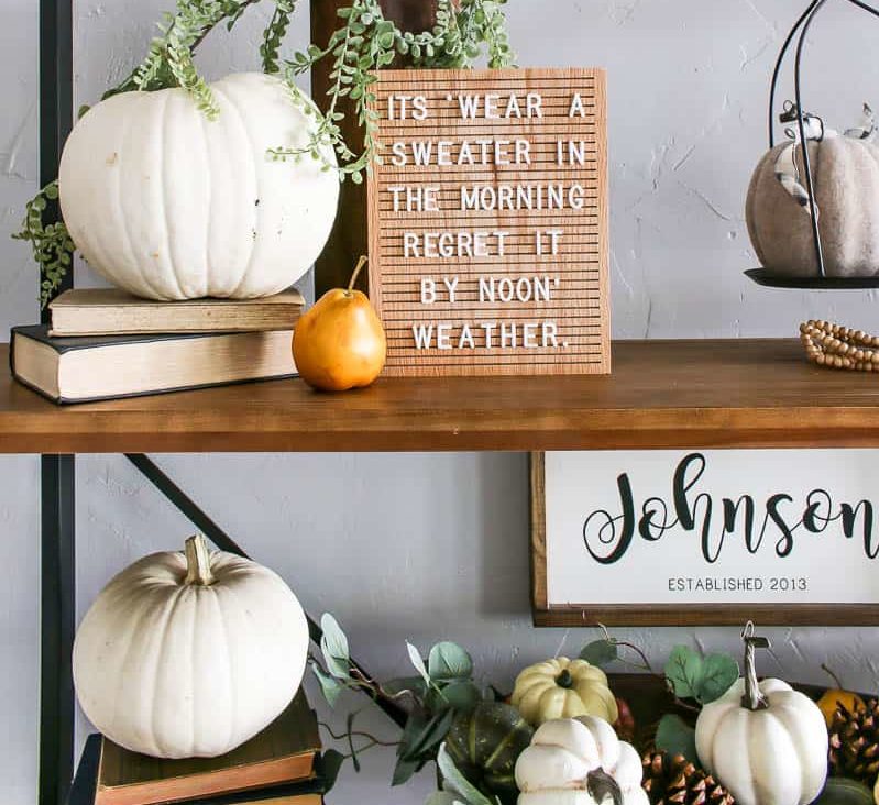 evolve blog refresh your space pumpkins on bookshelf