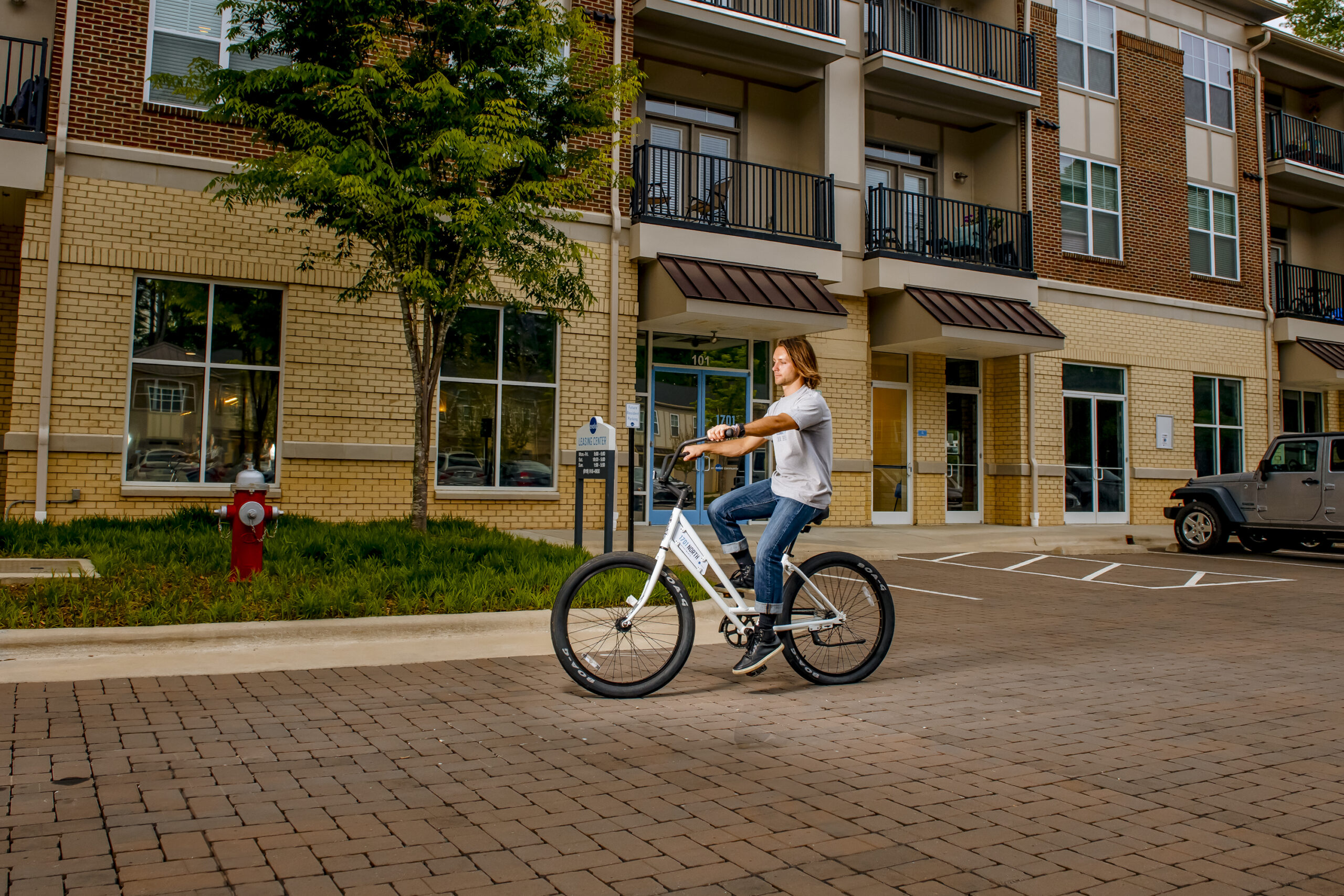 guy riding bike outdoors at evolve