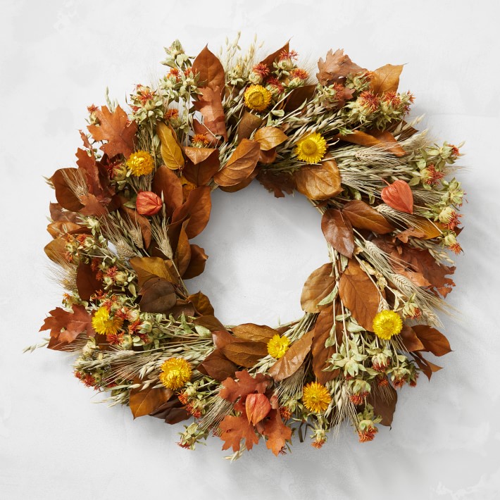 traditional gold and brown fall wreath evolve blog