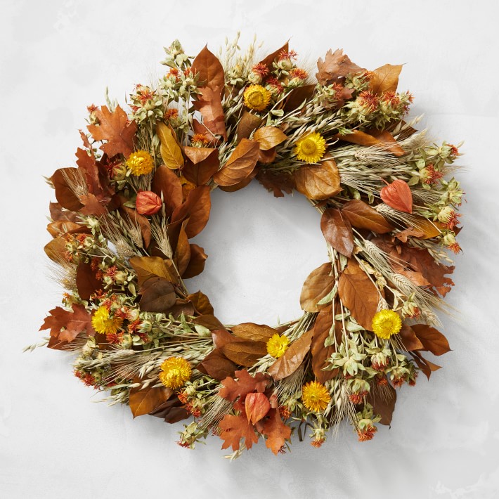 golden-wheat-fall-wreath-evolve-blog traditional gold and brown fall wreath evolve blog