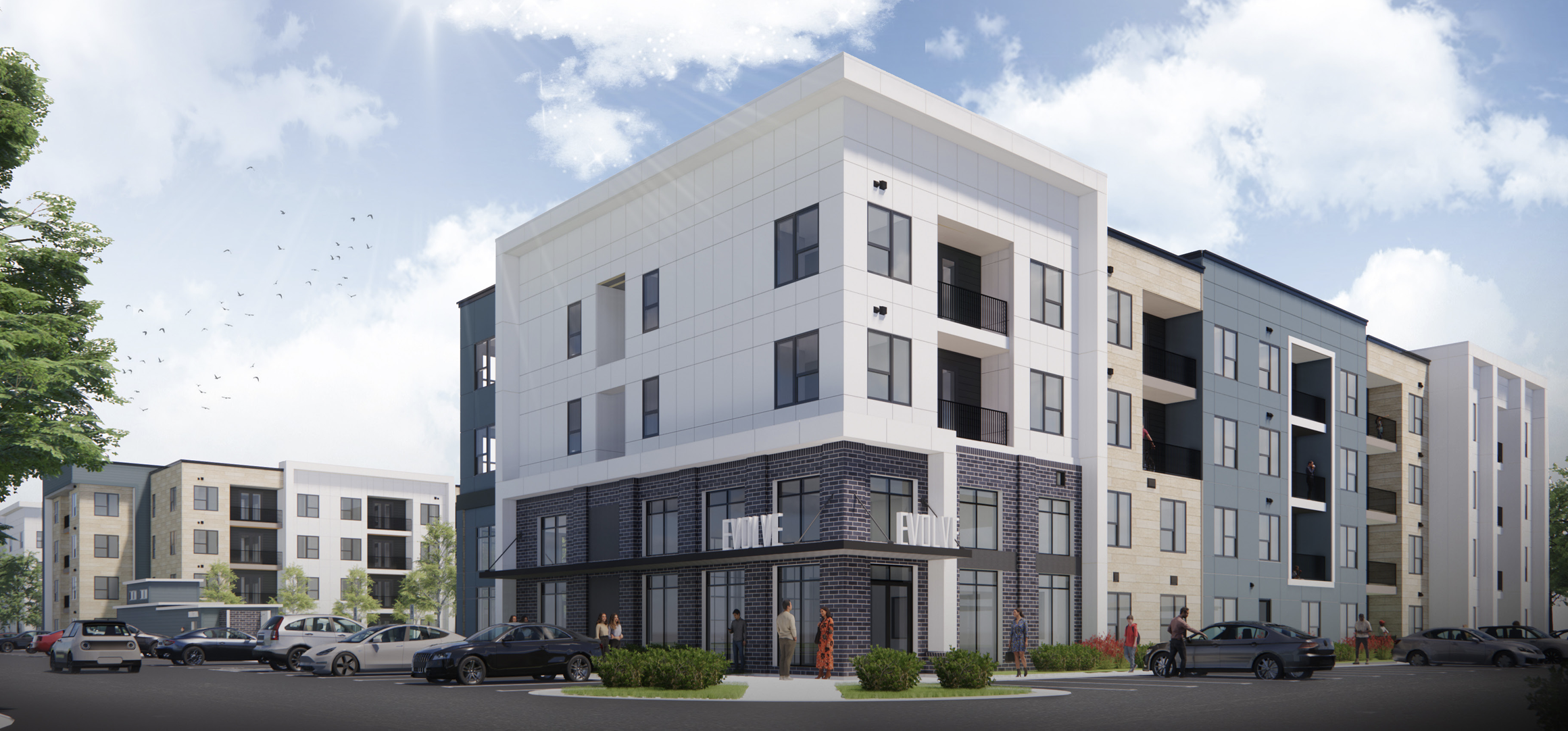 Evolve at Mebane Oaks exterior office rendering